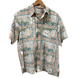 Reyn Spooner Men's Beige Hawaiian Dietrich Vkrez VTG Button Down SS Shirt Size L